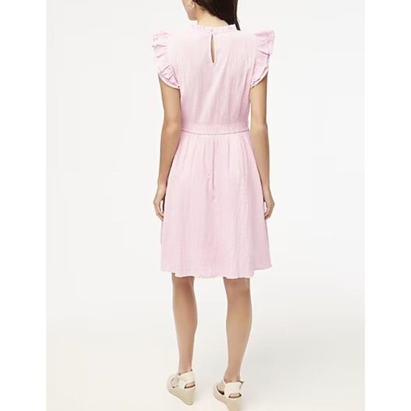 J. CREW FACTORY Gauze Flutter-sleeve Mini Dress Pink NWT - Picture 2 of 9